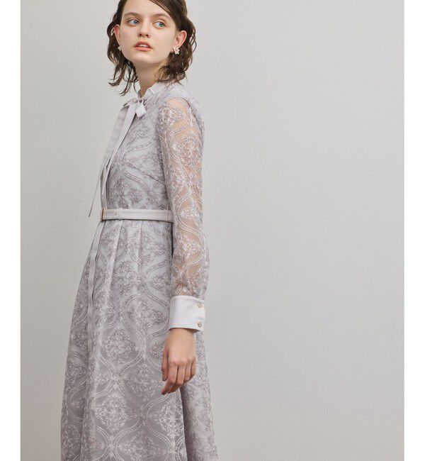 GRACE CONTINENTAL「オーナメント刺繍フレアワンピース」|ワンピース|