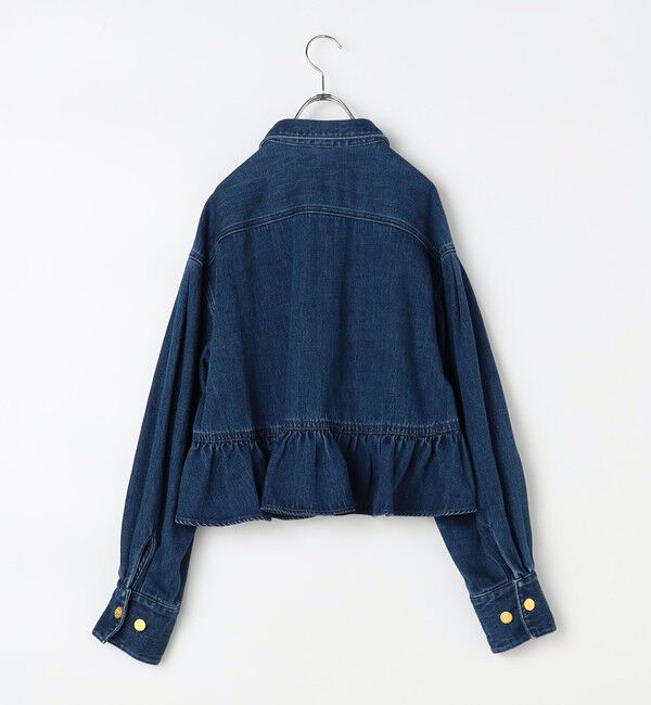 Rie Miller「【RM denim】裾フリルショート丈Gジャン」|ブルゾン・スタジャン|