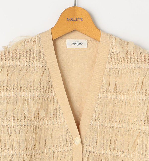 NOLLEY'S「《手洗い可能》チュールフリンジVネックカーディガン」|カーディガン|