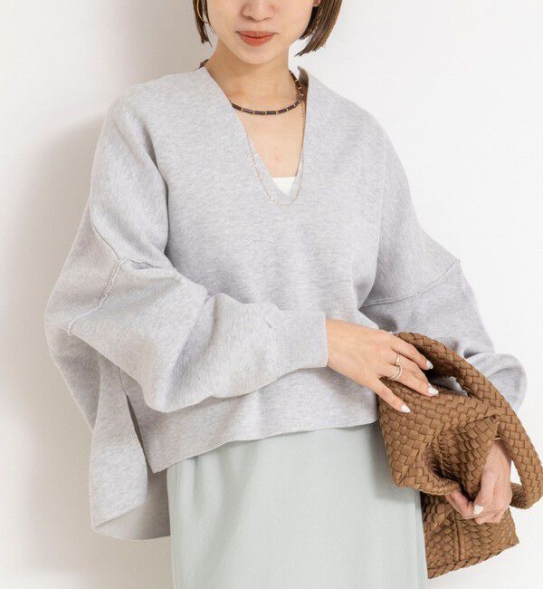 NOLLEY'S「《手洗い可能》《アンサンブル対応》スウェットライクニットプルオーバー」|ニット・セーター|ライトグレー