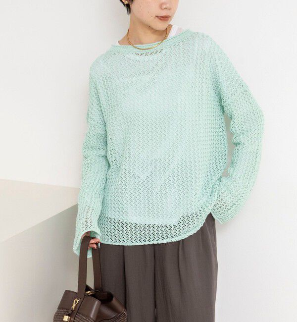 NOLLEY'S「《手洗い可能》ペーパーヤーンメッシュプルオーバー」|ニット・セーター|ミントグリーン