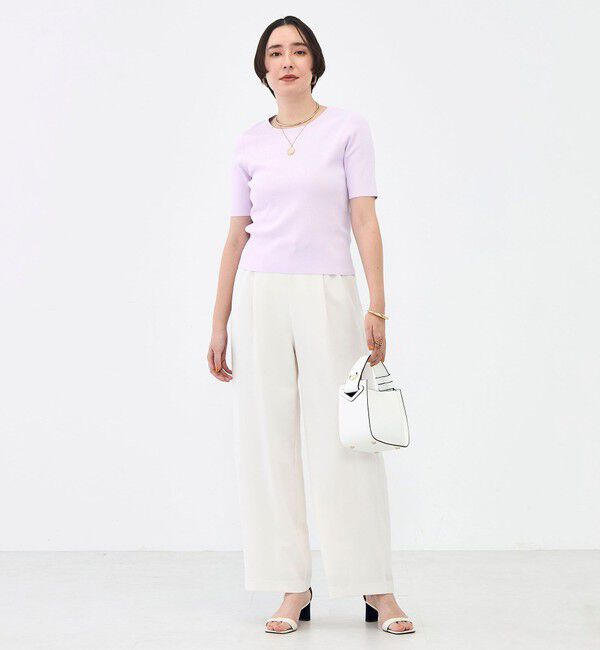 NOLLEY'S sophi「《アンサンブル対応》《手洗い可能》マルチファンクション5分袖プルオーバー」|ニット・セーター|