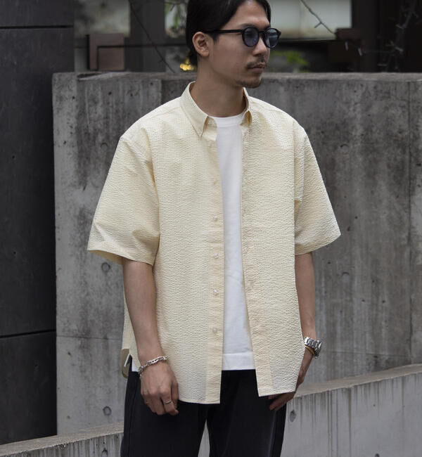 GLOSTER「【GLOSTER/グロスター】シアサッカー ボタンダウン半袖シャツ」|シャツ・ブラウス|