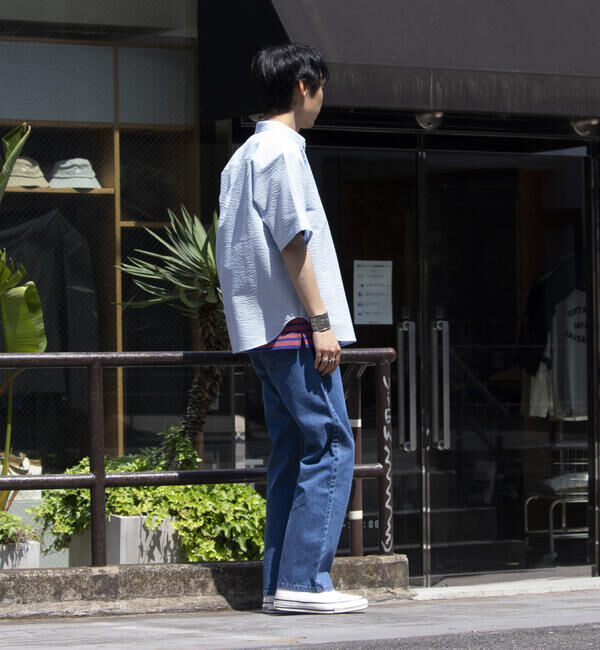 GLOSTER「【GLOSTER/グロスター】シアサッカー ボタンダウン半袖シャツ」|シャツ・ブラウス|