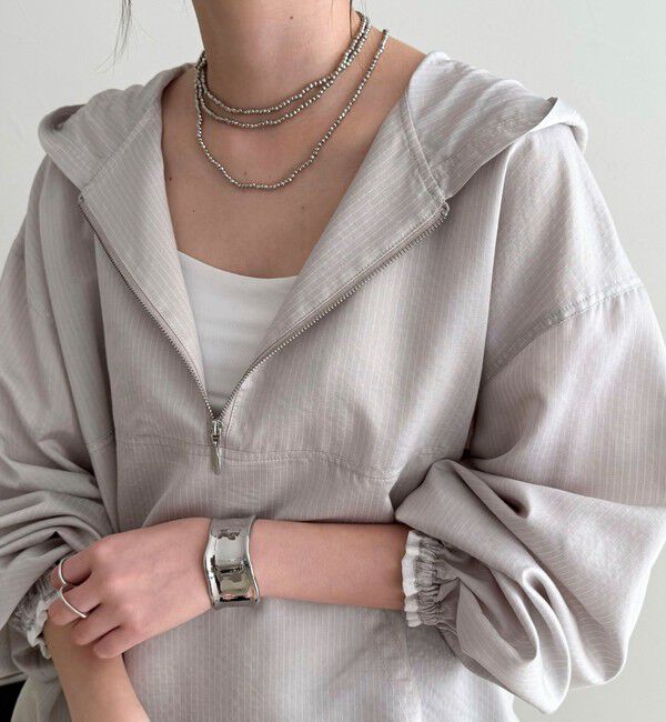 fredy emue「ストライプアノラックシャツブルゾン」|シャツ・ブラウス|グレー系その他