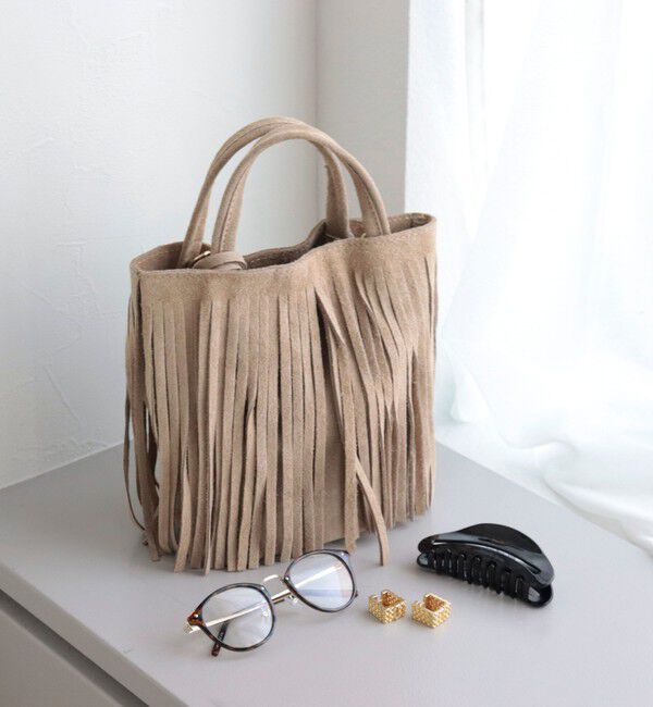 fredy emue「【AULENTTI/オーレンティ】 フリンジミニトートバッグ」|ショルダー・メッセンジャー|ベージュ