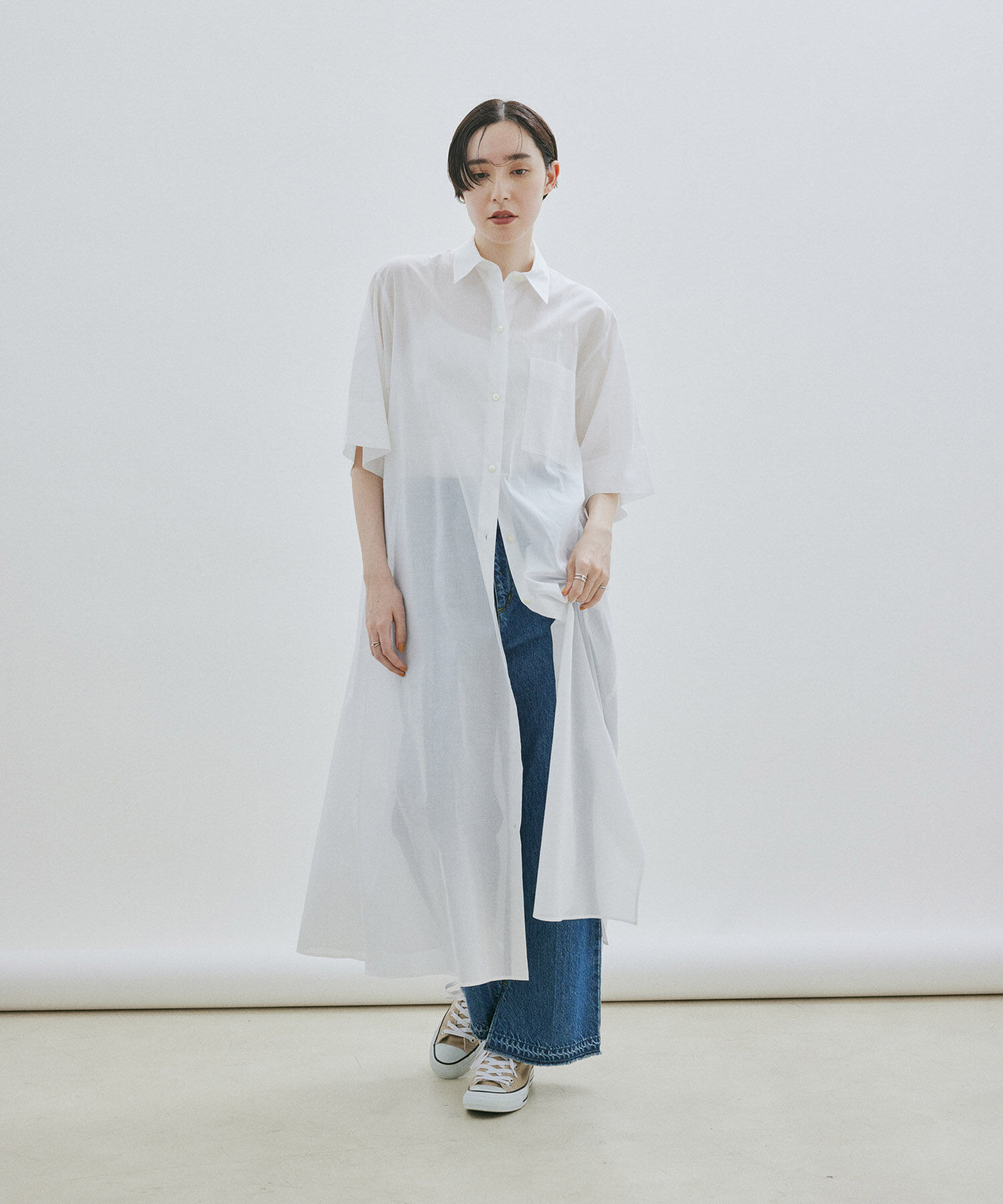 SALON adam et rope'「ワッシャーローンシャツワンピース / 無地・ストライプ」|その他|