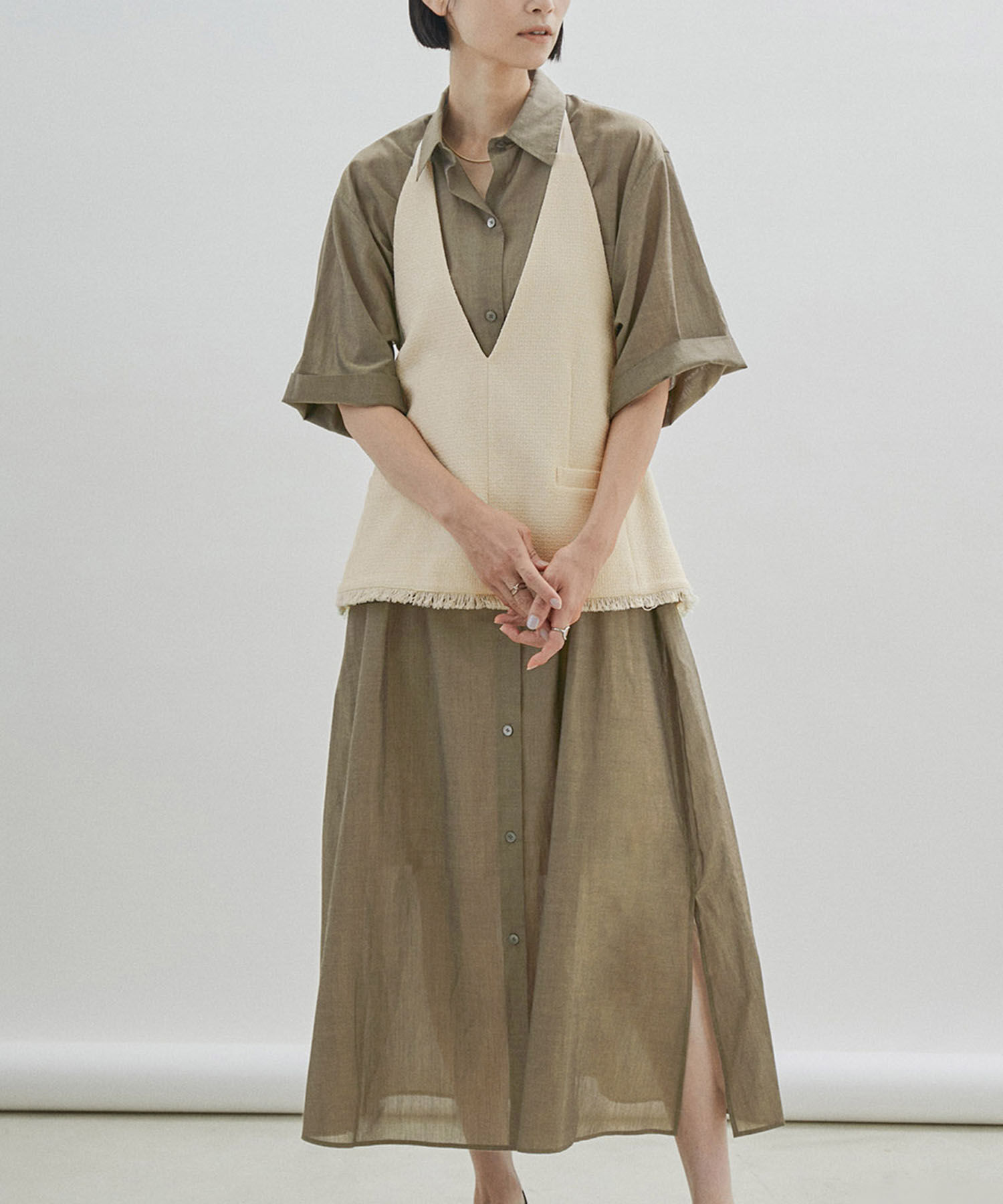 SALON adam et rope'「ワッシャーローンシャツワンピース / 無地・ストライプ」|その他|ブラウン(22)