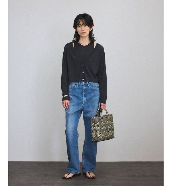 SALON adam et rope'「ハイツイストコットンVネックカーディガン」|カーディガン|