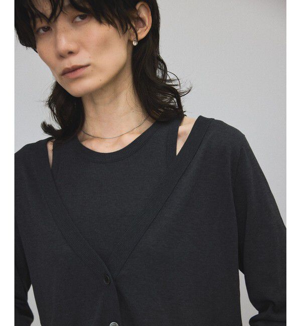 SALON adam et rope'「ハイツイストコットンVネックカーディガン」|カーディガン|