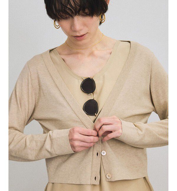 SALON adam et rope'「ハイツイストコットンVネックカーディガン」|カーディガン|