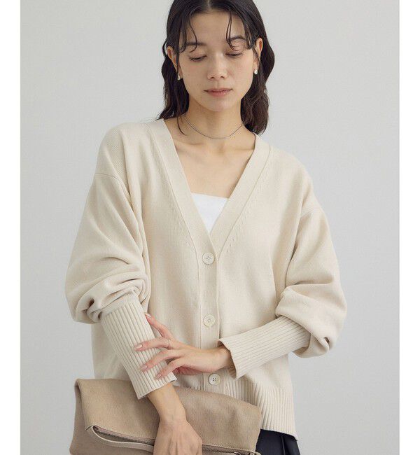 Vネックカーディガン-CreamyCotton /クリーミーコットン-（SALON adam