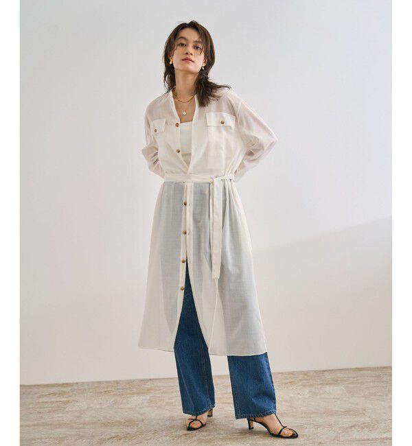 ROPE「【洗える】サファリシャツドレス」|ワンピース|オフホワイト(15)