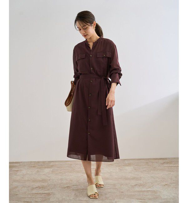 ROPE「【洗える】サファリシャツドレス」|ワンピース|ブラウン系(22)