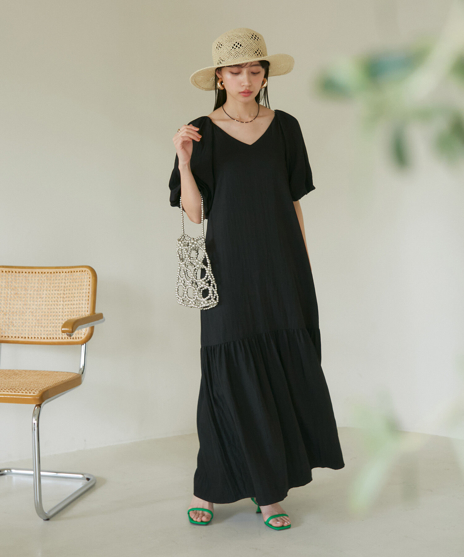 VIS「袖ボリューム裾ギャザーワンピース」|ワンピース|