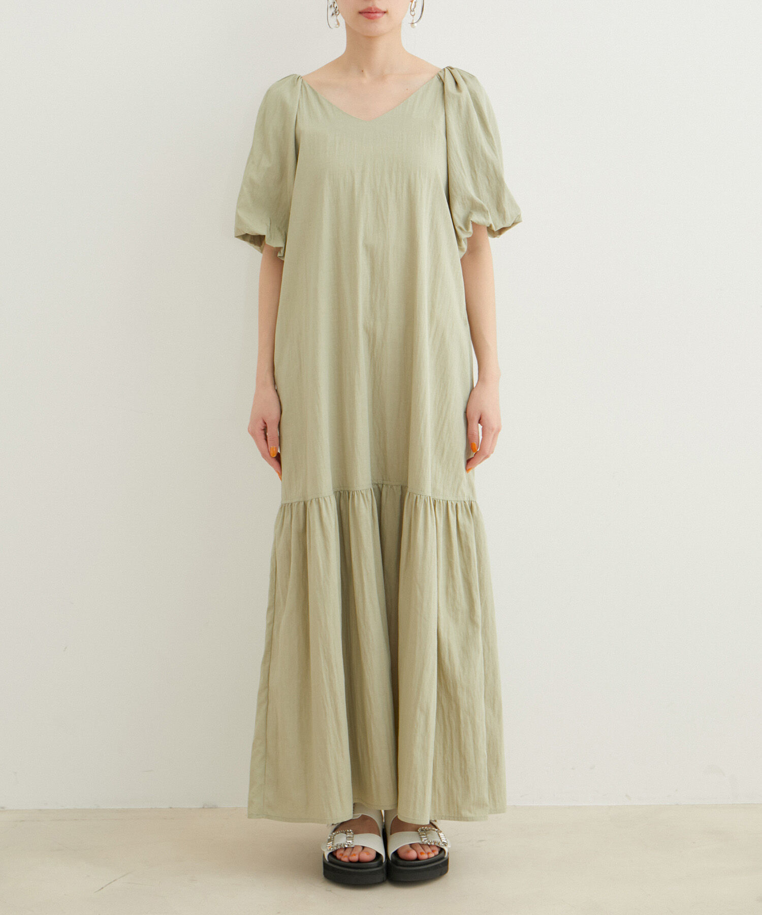 VIS「袖ボリューム裾ギャザーワンピース」|ワンピース|