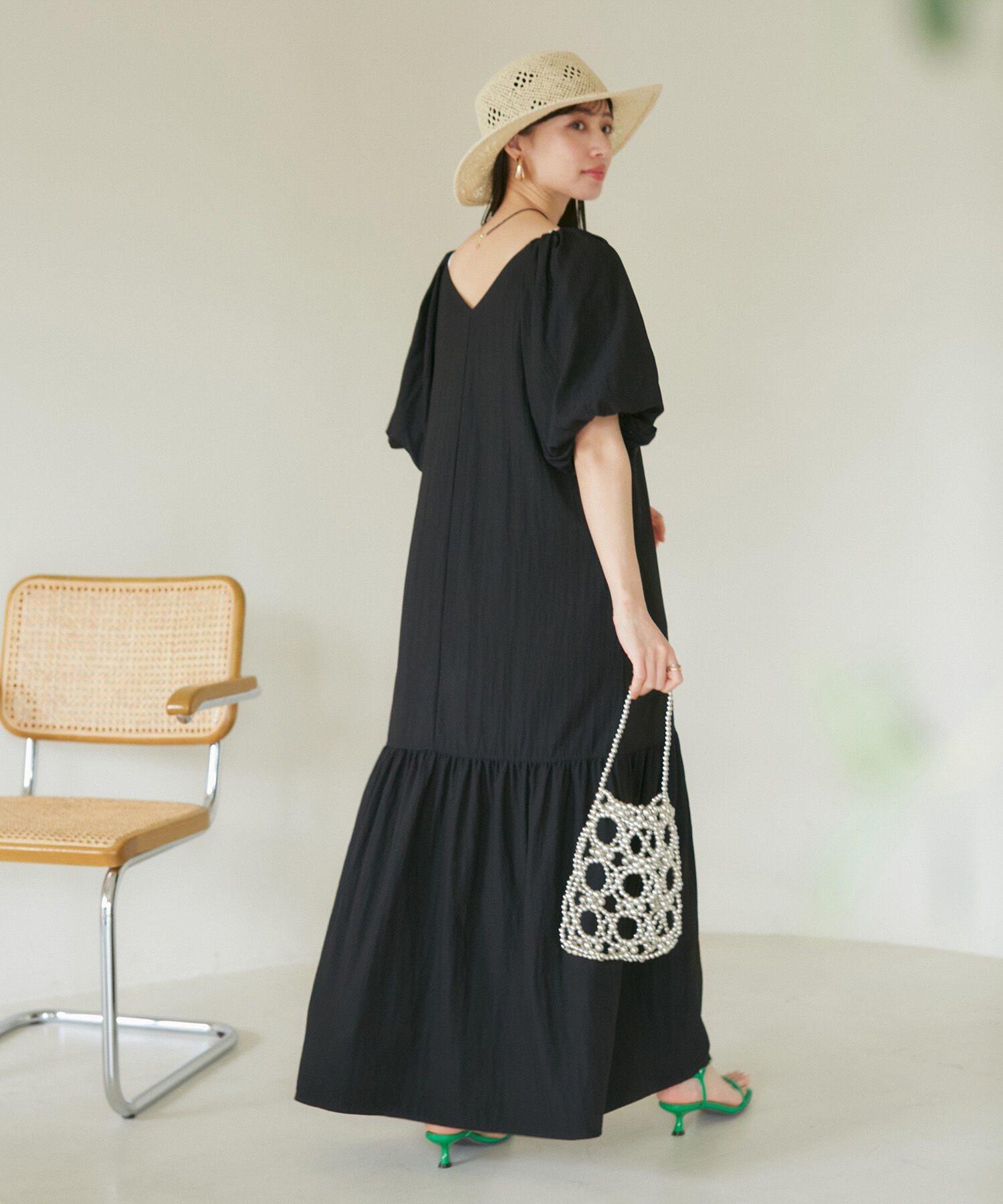 VIS「袖ボリューム裾ギャザーワンピース」|ワンピース|