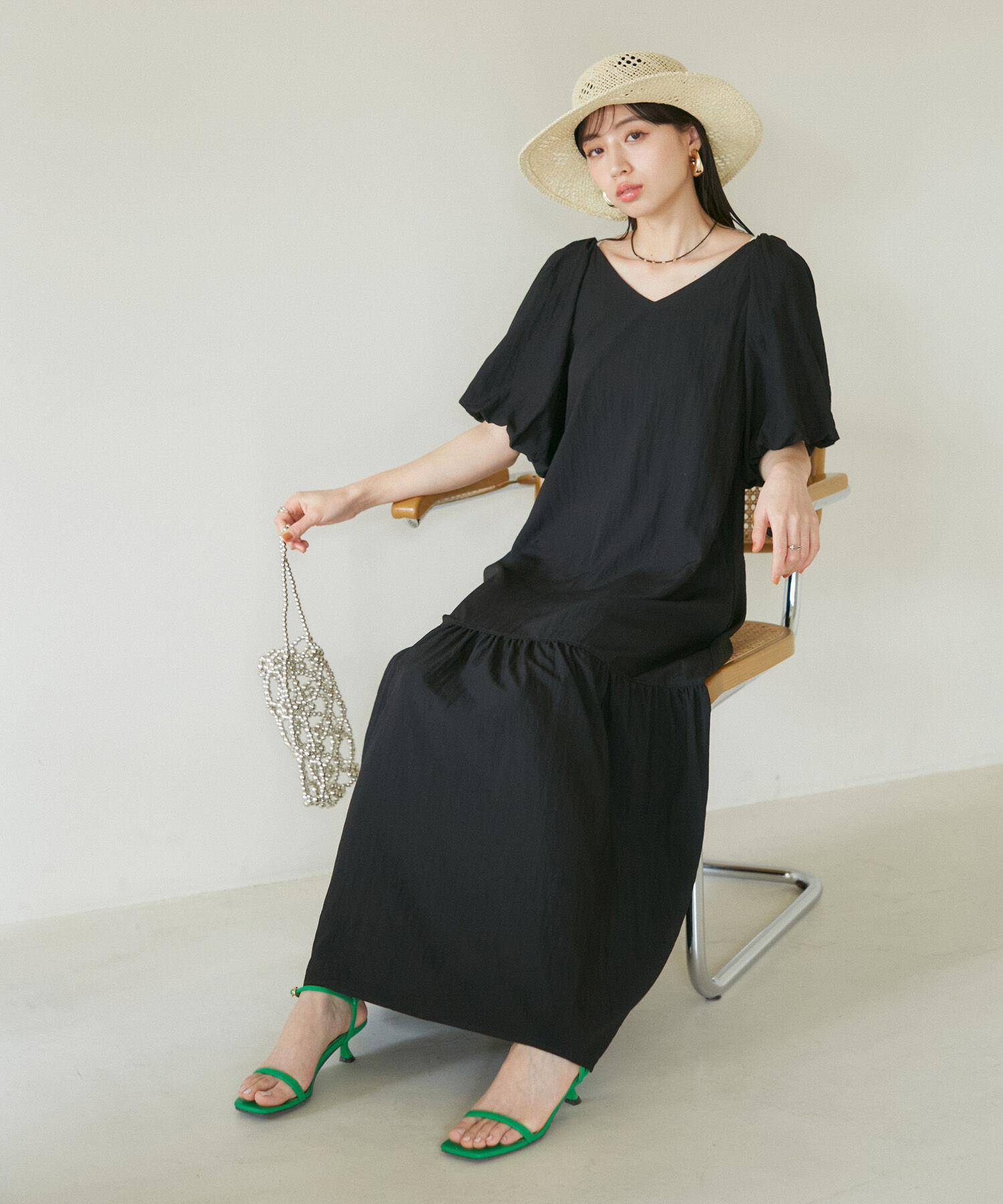 VIS「袖ボリューム裾ギャザーワンピース」|ワンピース|