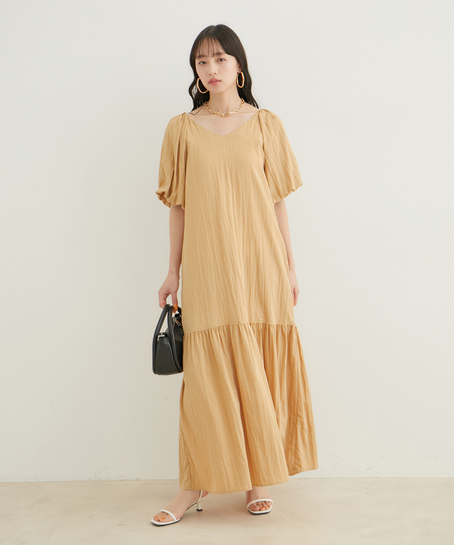 VIS「袖ボリューム裾ギャザーワンピース」|ワンピース|