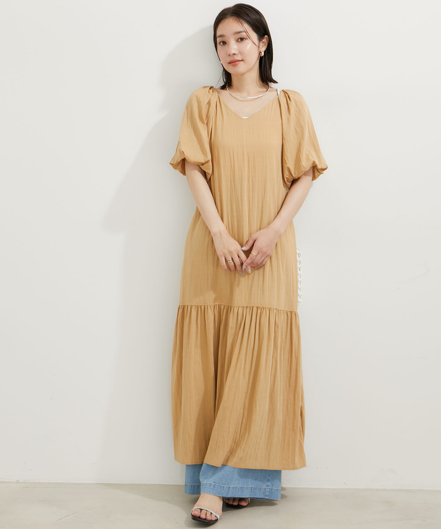 VIS「袖ボリューム裾ギャザーワンピース」|ワンピース|