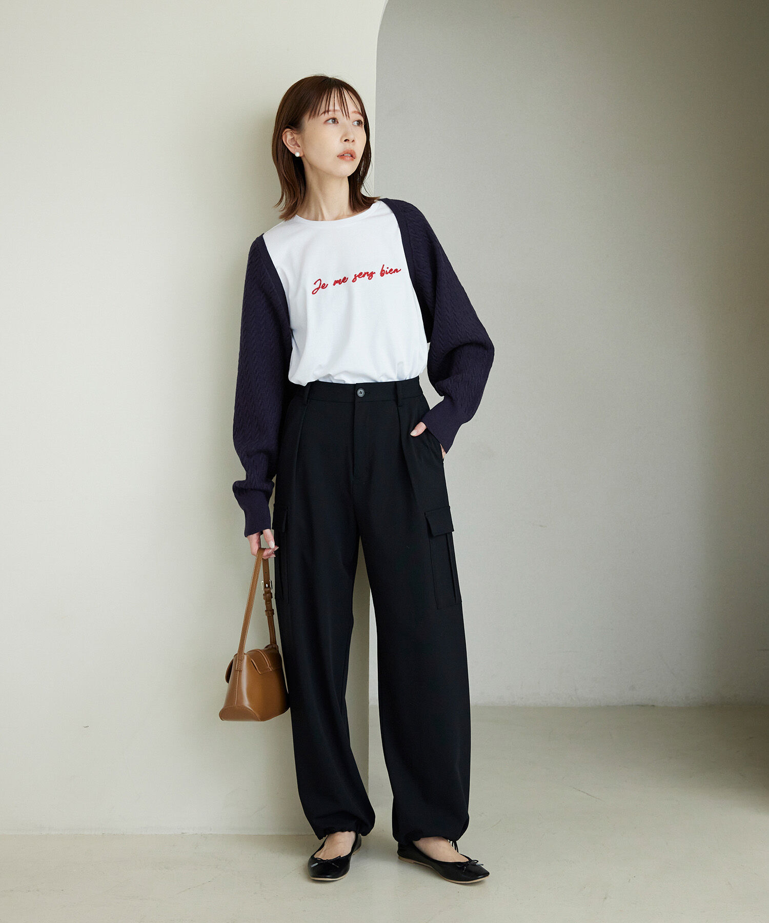 ROPE PICNIC PASSAGE「ケーブル編みニットアームボレロ」|カーディガン|