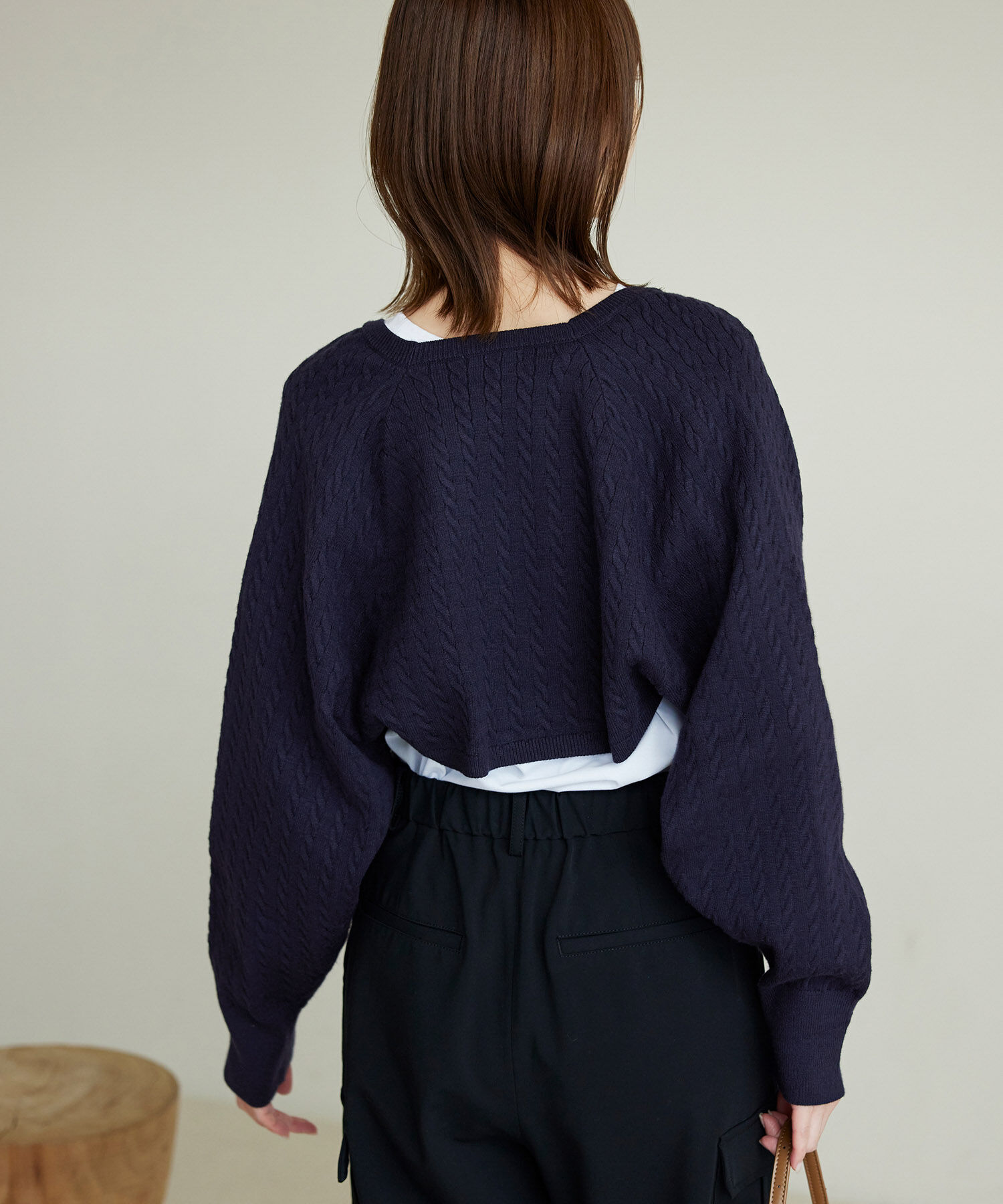 ROPE PICNIC PASSAGE「ケーブル編みニットアームボレロ」|カーディガン|