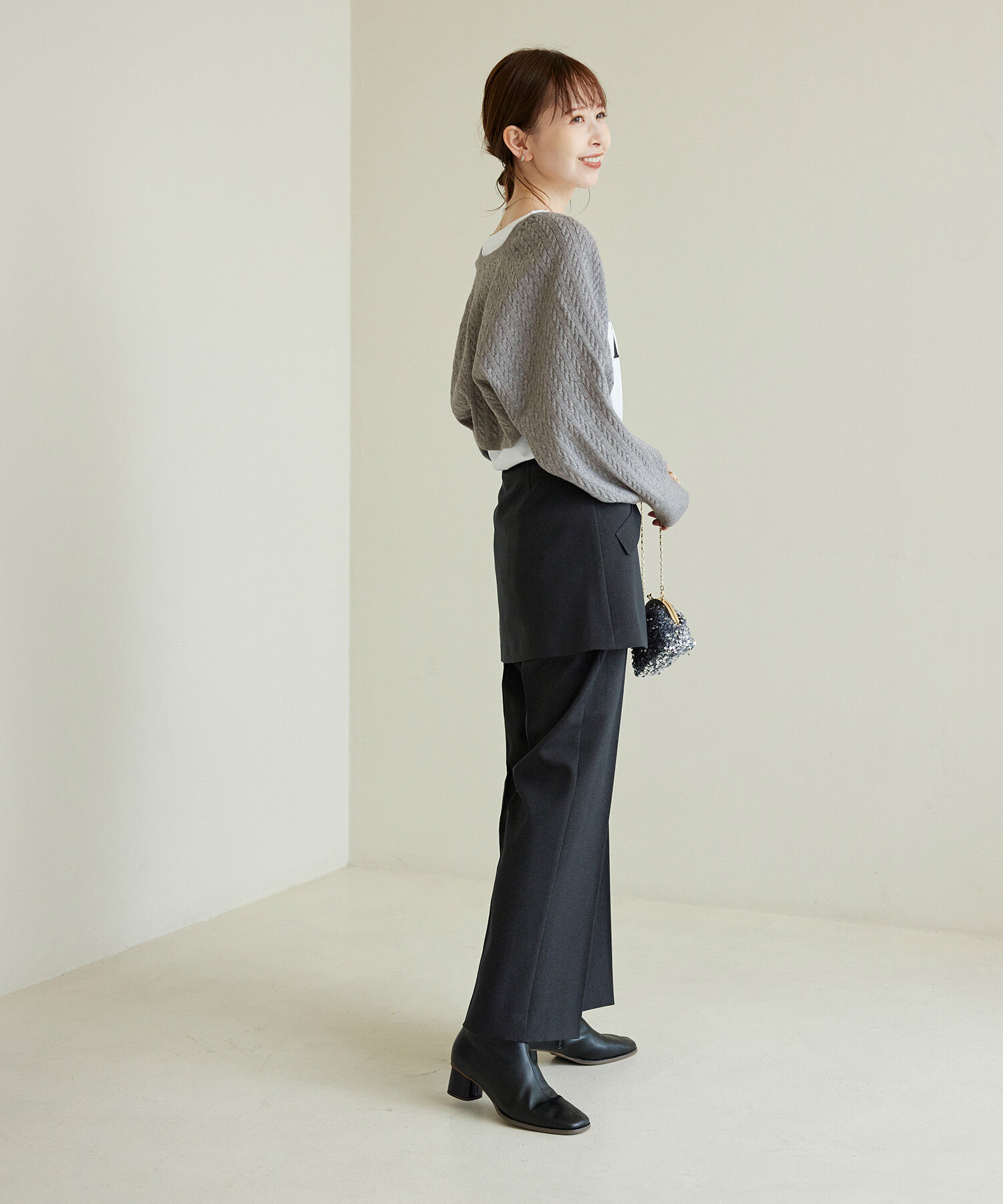 ROPE PICNIC PASSAGE「ケーブル編みニットアームボレロ」|カーディガン|