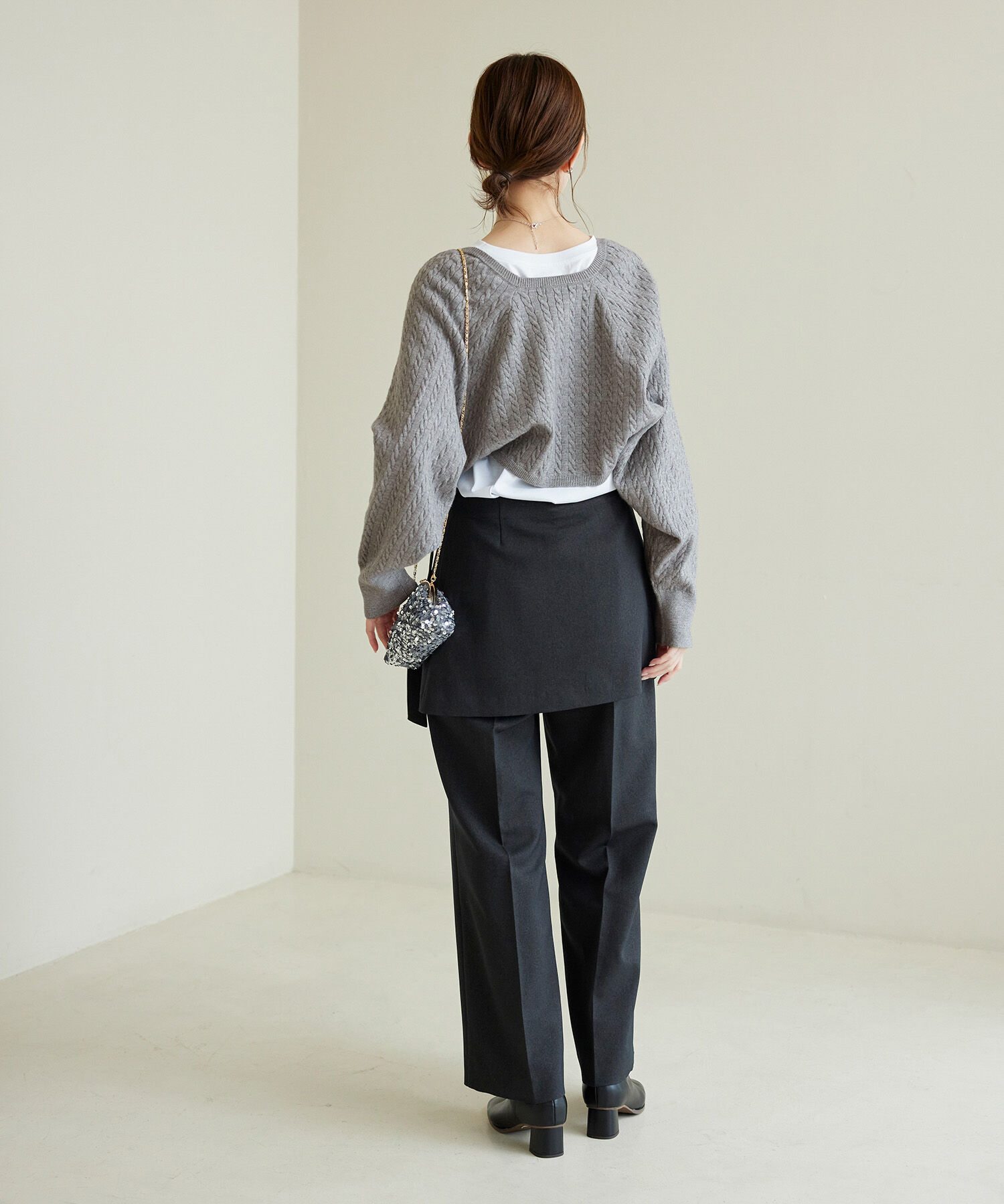 ROPE PICNIC PASSAGE「ケーブル編みニットアームボレロ」|カーディガン|