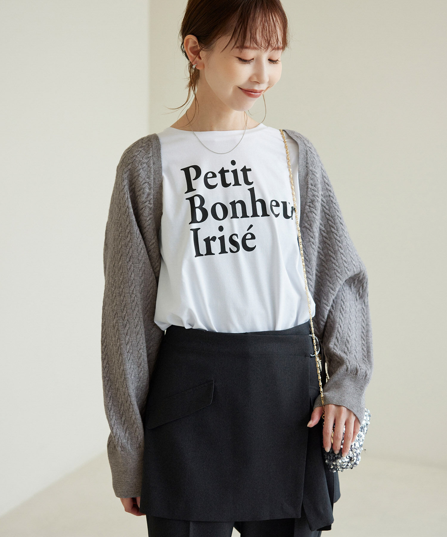 ROPE PICNIC PASSAGE「ケーブル編みニットアームボレロ」|カーディガン|