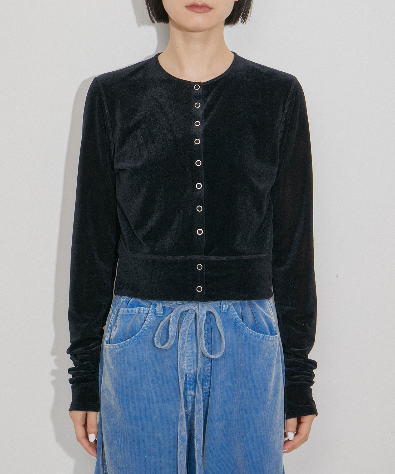 ADAM ET ROPE'「【洗える・ストレッチ】シアートリコットベロアカーディガン」|カーディガン|