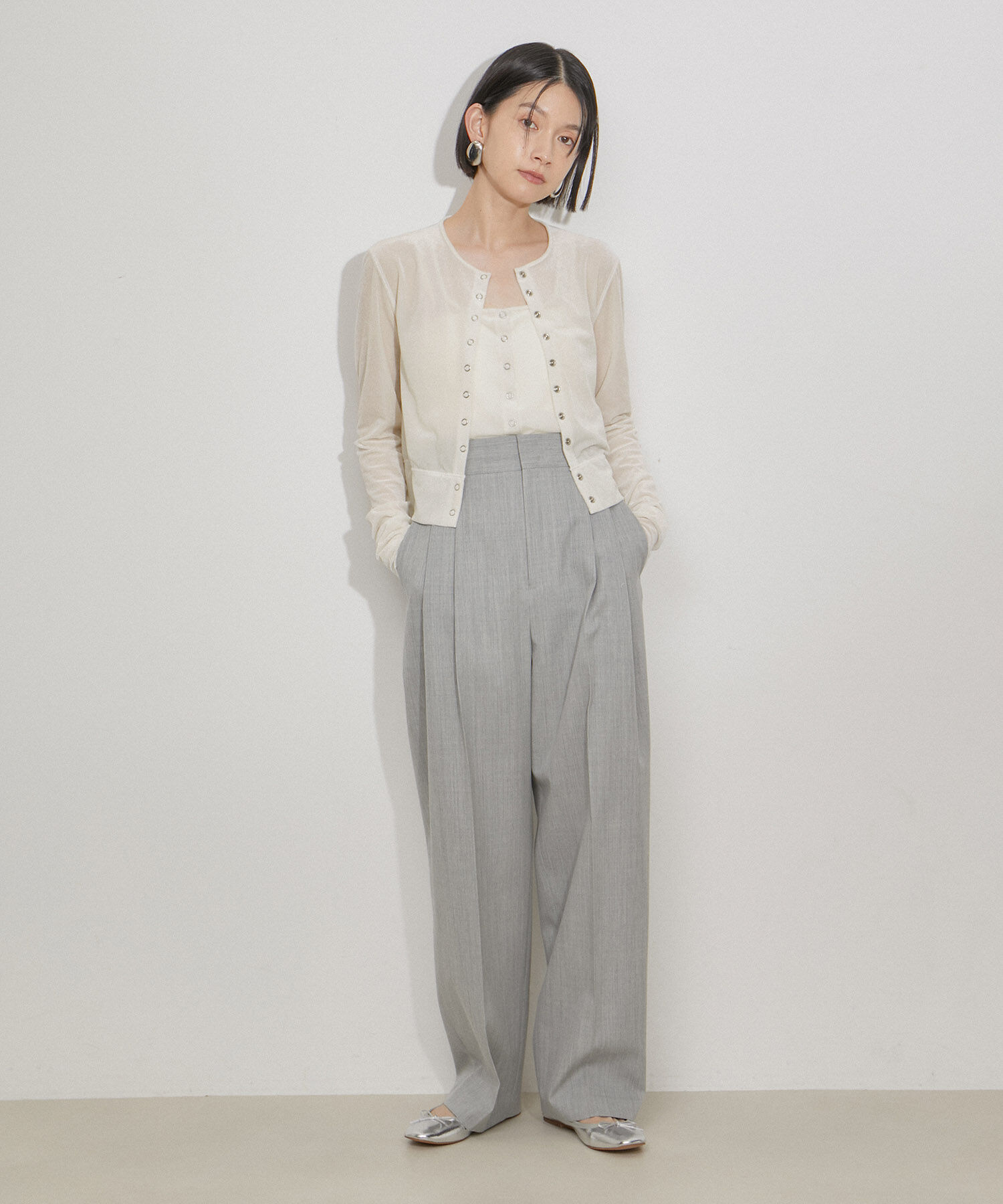 ADAM ET ROPE'「【洗える・ストレッチ】シアートリコットベロアカーディガン」|カーディガン|