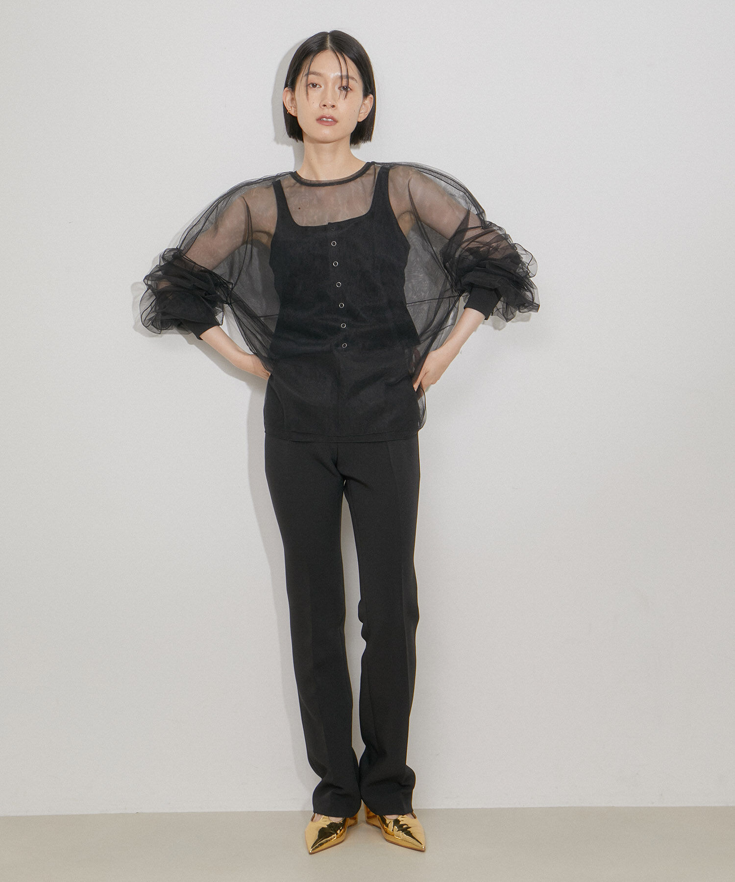 ADAM ET ROPE'「【洗える・ストレッチ】シアートリコットベロアカーディガン」|カーディガン|