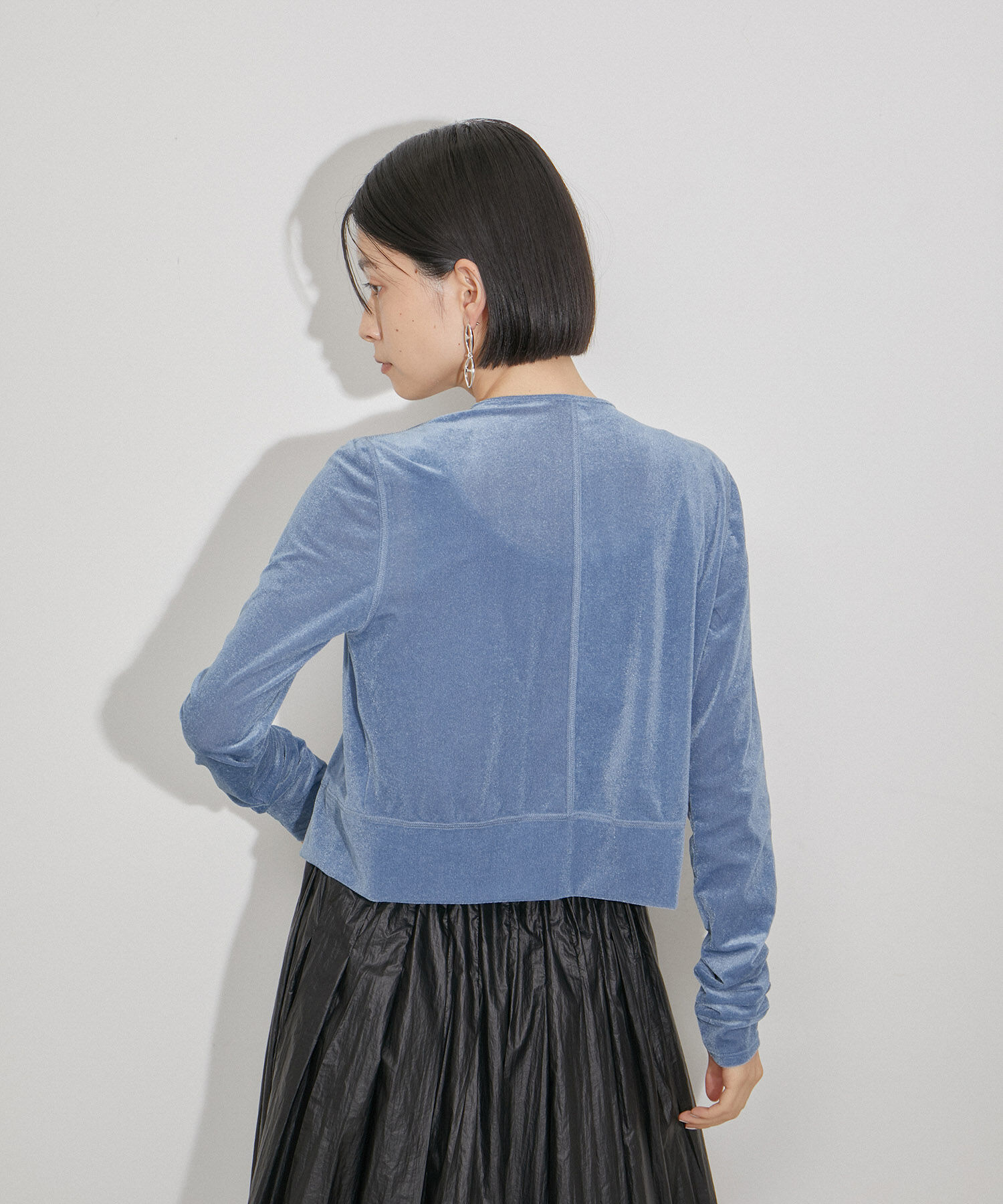 ADAM ET ROPE'「【洗える・ストレッチ】シアートリコットベロアカーディガン」|カーディガン|