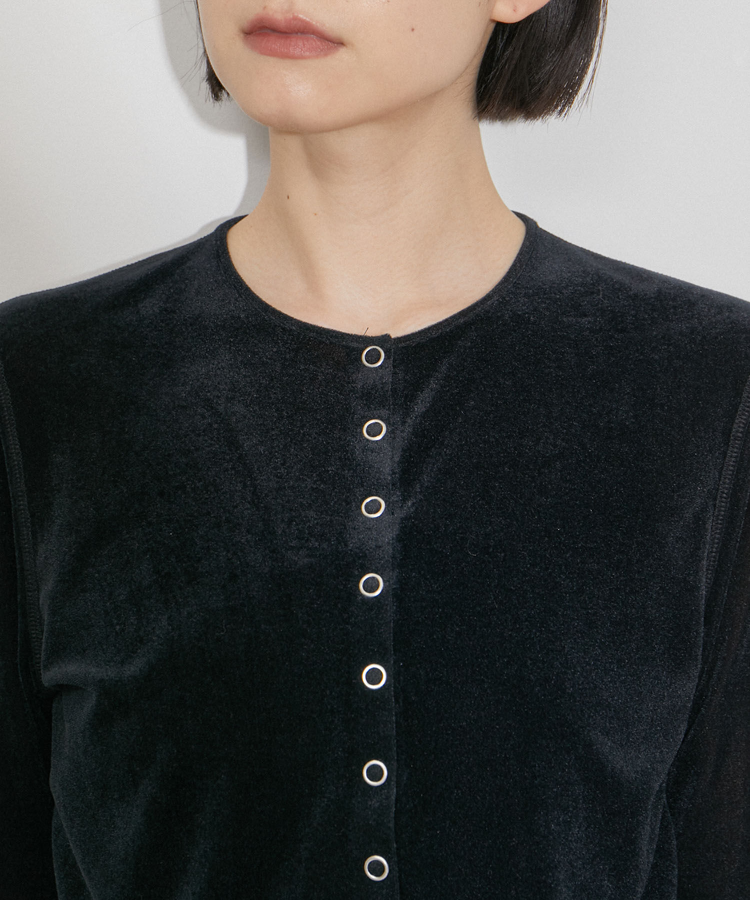 ADAM ET ROPE'「【洗える・ストレッチ】シアートリコットベロアカーディガン」|カーディガン|