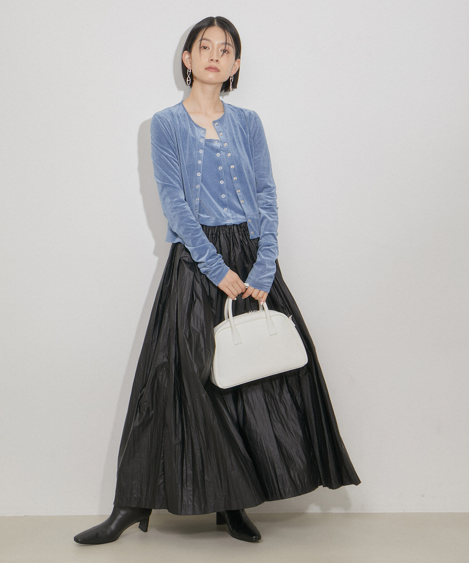 ADAM ET ROPE'「【洗える・ストレッチ】シアートリコットベロアカーディガン」|カーディガン|