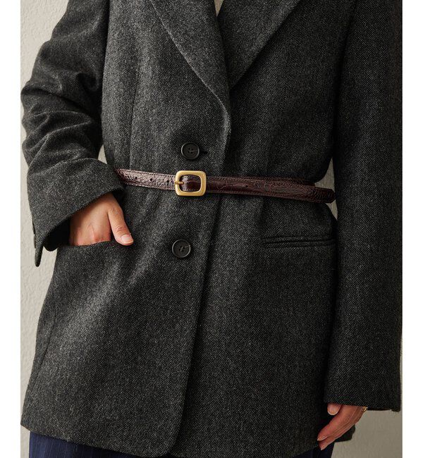 Hoaw.「【Hoaw.】型押しナローベルト」|ベルト|ダークブラウン