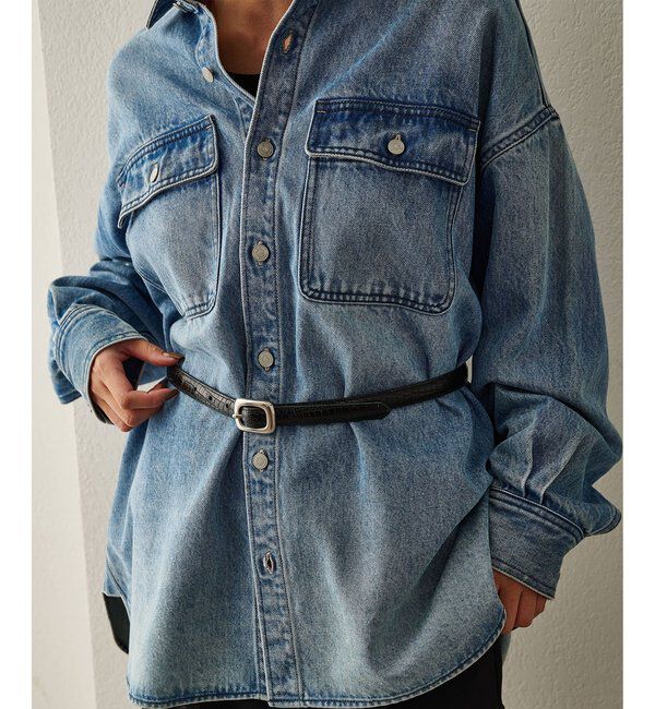 Hoaw.「【Hoaw.】型押しナローベルト」|ベルト|ブラック