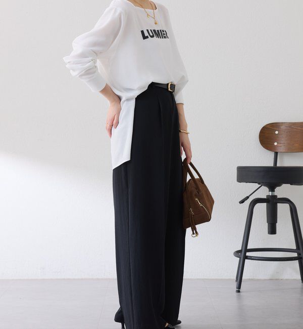  「スクエアネックジョーゼットロゴロンT」|Tシャツ・カットソー|