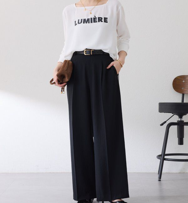  「スクエアネックジョーゼットロゴロンT」|Tシャツ・カットソー|