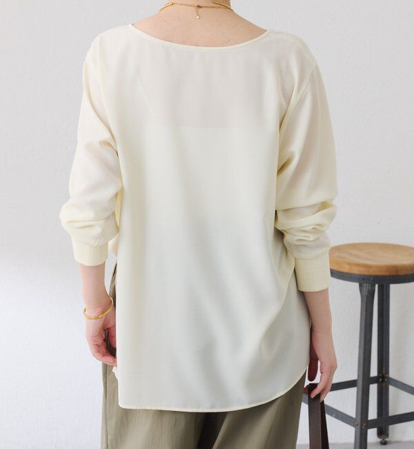  「スクエアネックジョーゼットロゴロンT」|Tシャツ・カットソー|