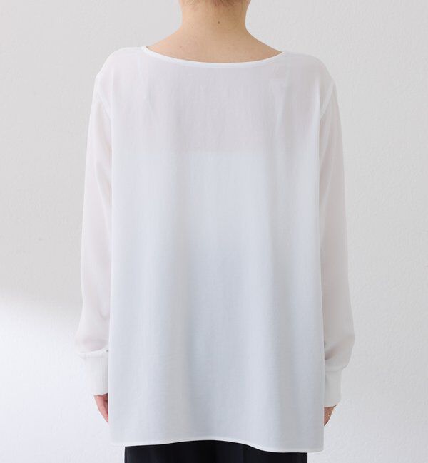  「スクエアネックジョーゼットロゴロンT」|Tシャツ・カットソー|