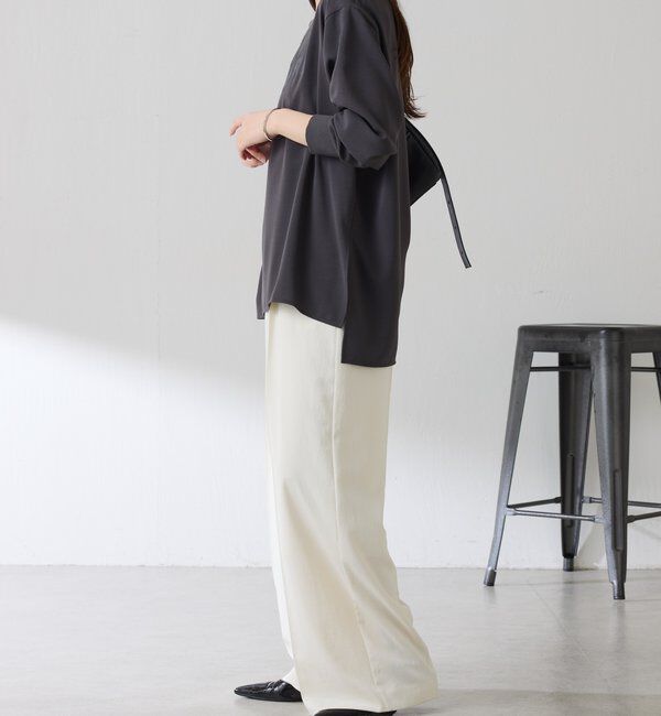  「スクエアネックジョーゼットロゴロンT」|Tシャツ・カットソー|