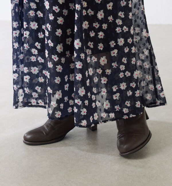  「	小花柄ラメシフォンワンピース」|ワンピース|