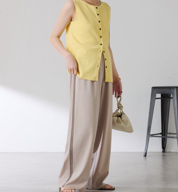  「【接触冷感/前後２WAY】ドライコットンノースリーブニット」|ニット・セーター|