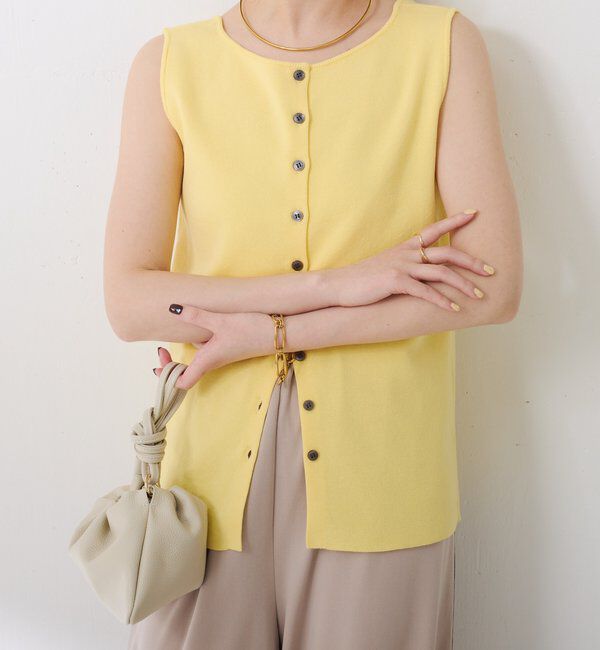  「【接触冷感/前後２WAY】ドライコットンノースリーブニット」|ニット・セーター|