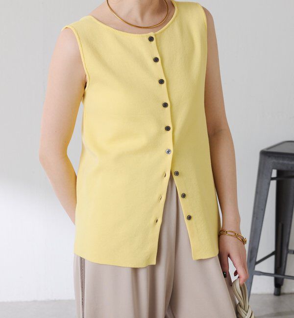  「【接触冷感/前後２WAY】ドライコットンノースリーブニット」|ニット・セーター|