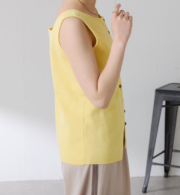  「【接触冷感/前後２WAY】ドライコットンノースリーブニット」|ニット・セーター|