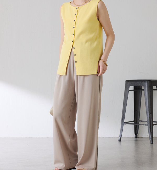  「【接触冷感/前後２WAY】ドライコットンノースリーブニット」|ニット・セーター|