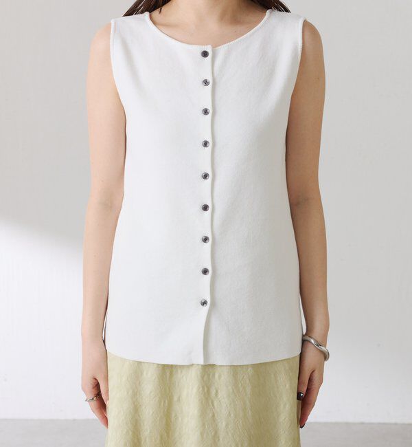  「【接触冷感/前後２WAY】ドライコットンノースリーブニット」|ニット・セーター|