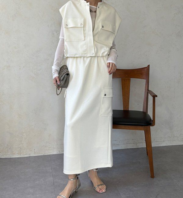  「【WEB限定】ショートベスト&times;カーゴスカートセット」|スーツ|